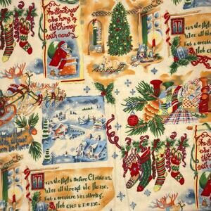 Christmas Vintage Alexander Henry Flannel Cotton Fabric - 1 Yard